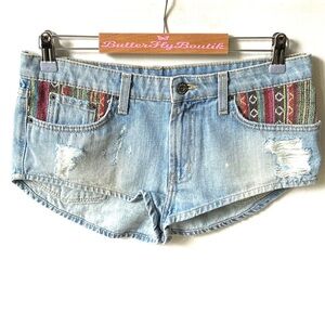 Carmar Stacy Jean denim high rise shorts, non-stretch. Boho Shorts, Size 28, NWT